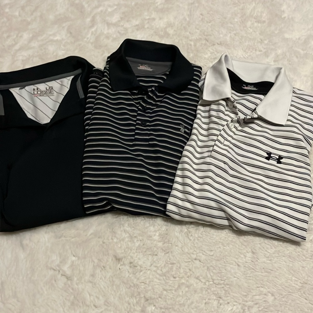 3 men’s Under Armour polos